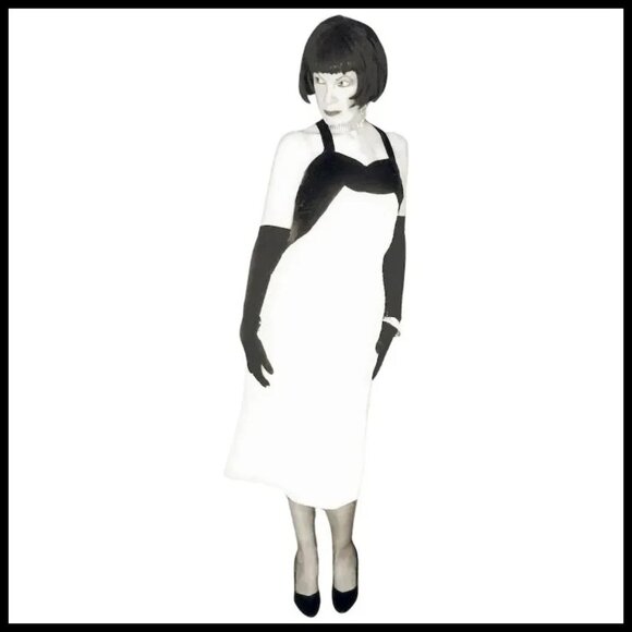 Black Velvet Cocktail Dress with White Sequins! Bombshell Formal Sheath 50s VTG - Picture 6 of 16